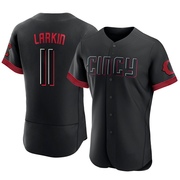 Black Authentic Barry Larkin Men's Cincinnati Reds 2023 City Connect Jersey