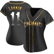 Black Golden Replica Barry Larkin Women's Cincinnati Reds Alternate Jersey