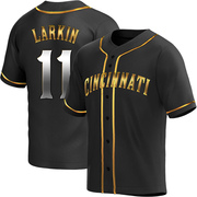 Black Golden Replica Barry Larkin Youth Cincinnati Reds Alternate Jersey