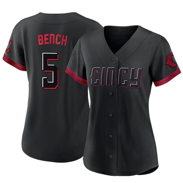 Johnny Bench Men's Cincinnati Reds Throwback Jersey - Grey Replica