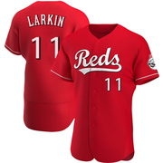 Red Authentic Barry Larkin Men's Cincinnati Reds Alternate Jersey