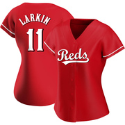 Red Authentic Barry Larkin Women's Cincinnati Reds Alternate Jersey