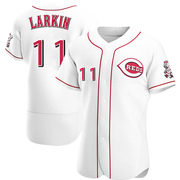 White Authentic Barry Larkin Men's Cincinnati Reds Home Jersey